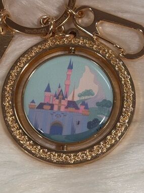 Disneyland 70th Anniversary Spinner Metal Keychain Castle / 4 Park Icons NWT